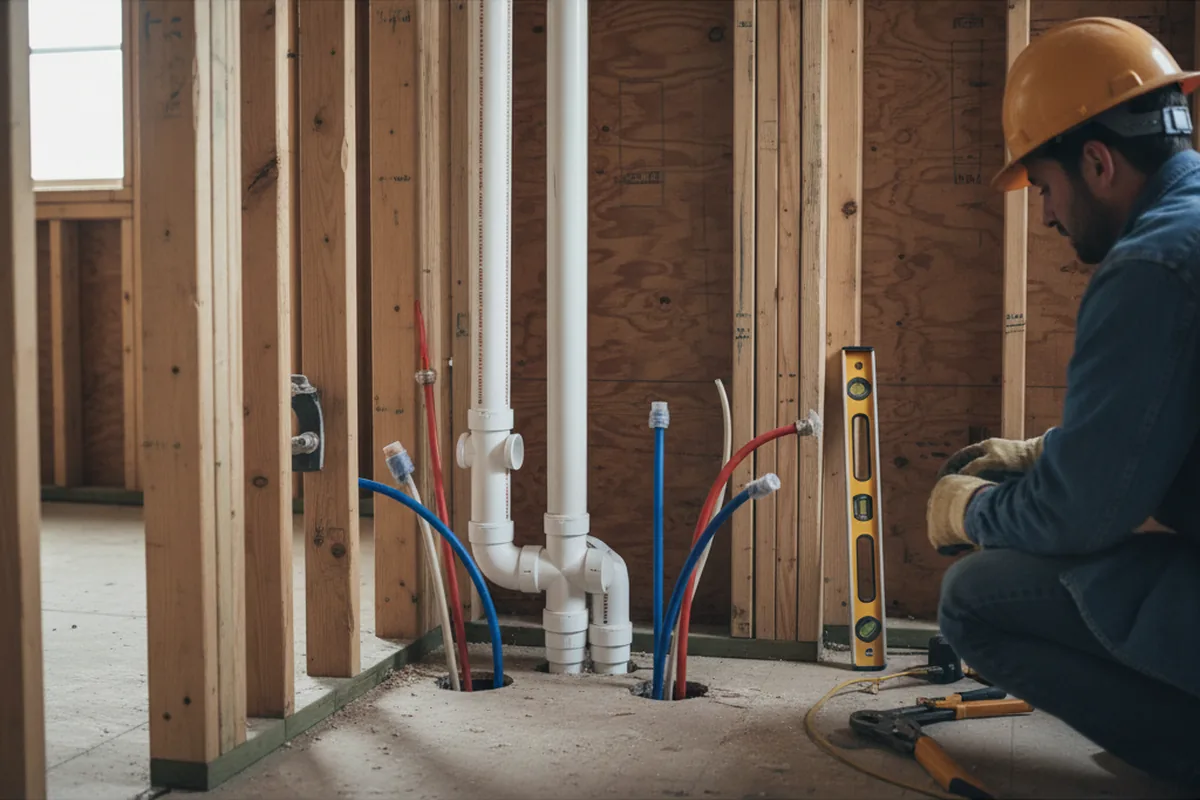 Drain and supply rough-in during Leak Detection in Hackberry