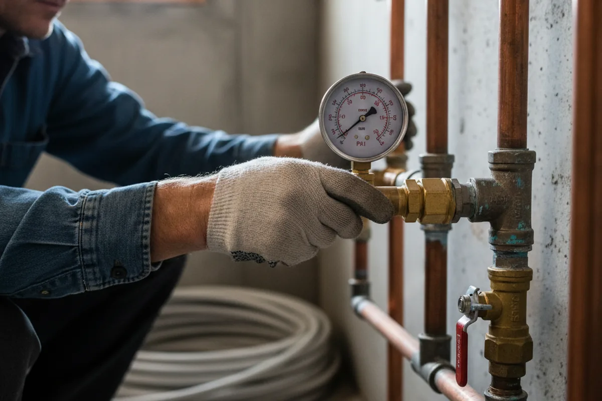 Pressure testing a repaired line during Water Line Repair in Hackberry